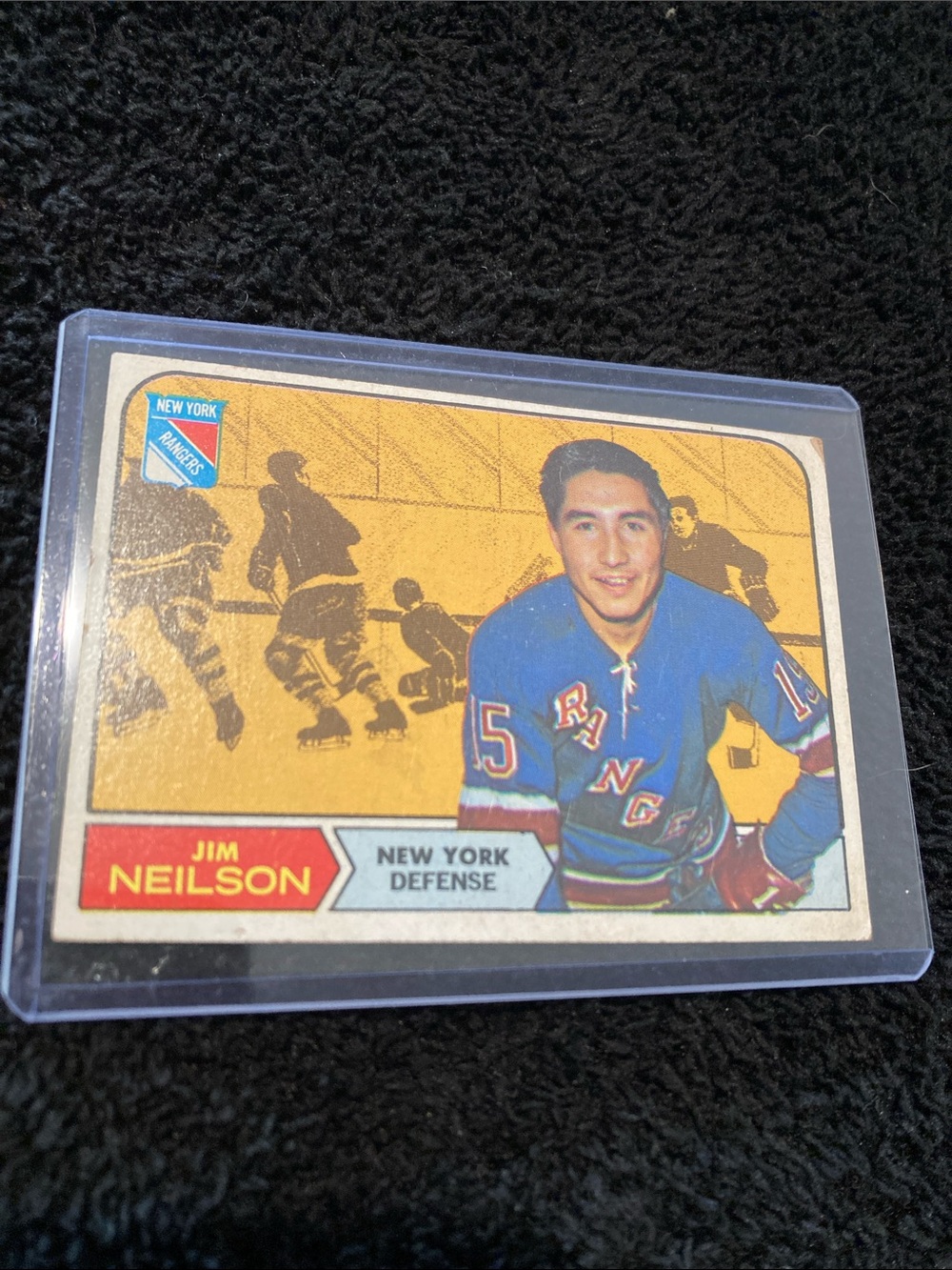 Vintage Hockey Card Sleeve - Jim Neilson (Orange/Blue)